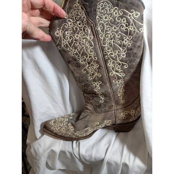 womens corral cowboy boots size 10 Beige White Stitching Mexico - Picture 13 of 16